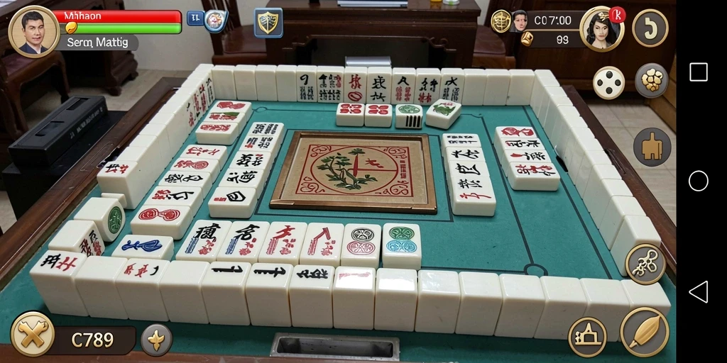 Tampilan gameplay menarik dari C789 yang menampilkan ubin Mahjong.