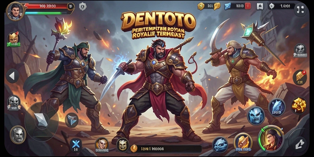 Tampilan aksi mendebarkan dalam gameplay Battle Royale DENTOTO.