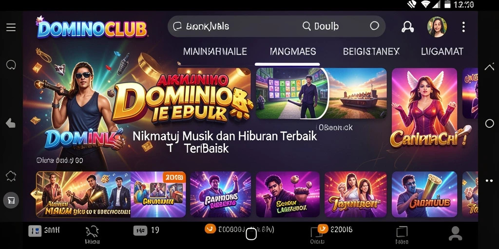 Tampilan menarik gameplay DOMINOCLUB yang penuh musik dan keseruan.
