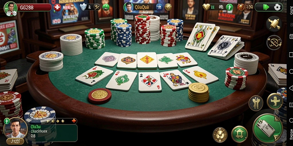 Screenshot gameplay GG288 yang menampilkan momen seru permainan QiuQiu.