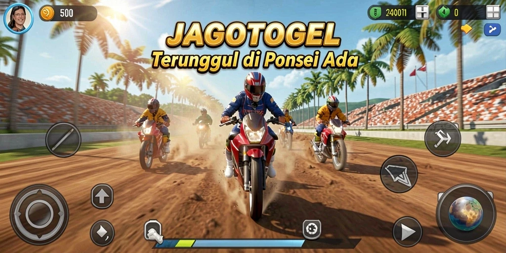 Screenshot gameplay JAGOTOGEL menampilkan aksi balap yang mendebarkan.