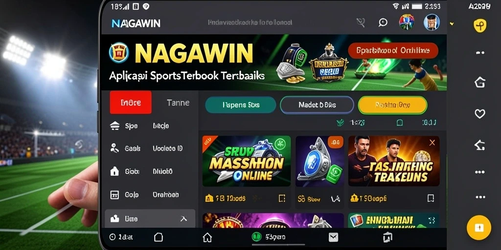 Screenshot gameplay NAGAWIN menampilkan fitur taruhan olahraga yang menarik.