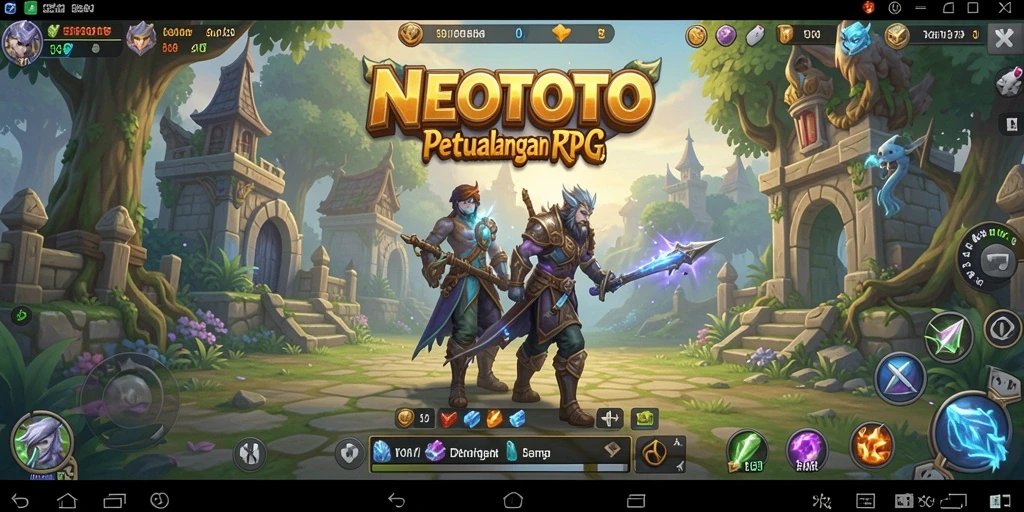 Screenshot gameplay NEOTOTO menampilkan pertarungan epik dalam dunia RPG.