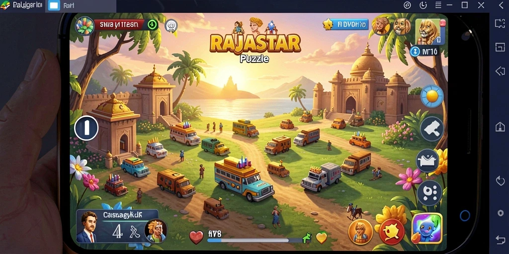 Tampilan gameplay menantang di RAJASTAR dengan beragam teka-teki.