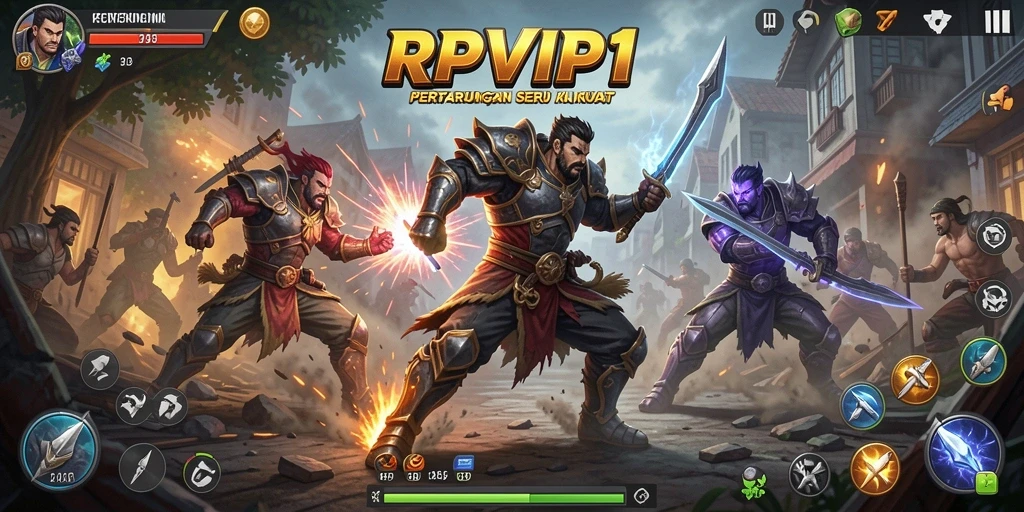 Screenshot dari gameplay RPVIP1 yang menunjukkan pertarungan dinamis.